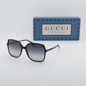 Gucci GG0544S 007 Square Sunglasses - Shiny Black/Grey Gradient
